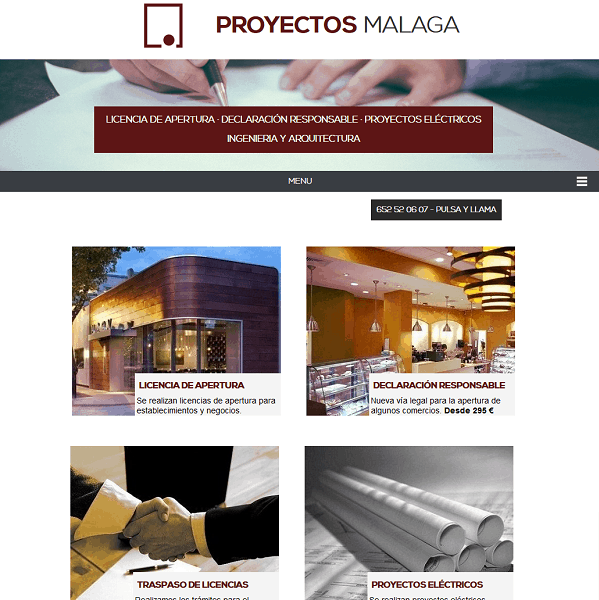 portada web de empresa servicios de arquitectura e ingeniería en malaga