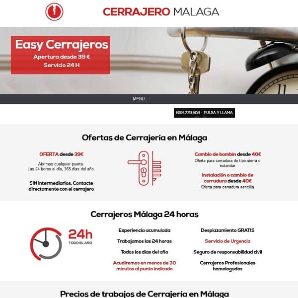 portada web servicios  cerrajería urgente malaga